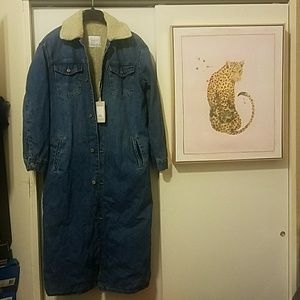 Zara denim and Shearling coat